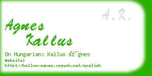 agnes kallus business card